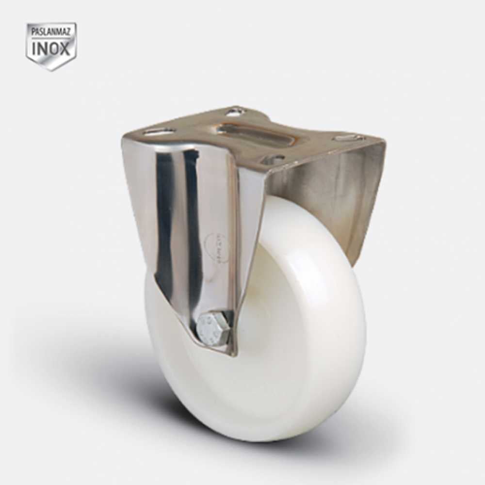 Изображение товара Колесо нейлоновое неповоротное MFK-TORG 125 мм нерж EM02-ZKZ-125 INOX Изображение товара Колесо нейлоновое неповоротное MFK-TORG 125 мм нерж EM02-ZKZ-125 INOX