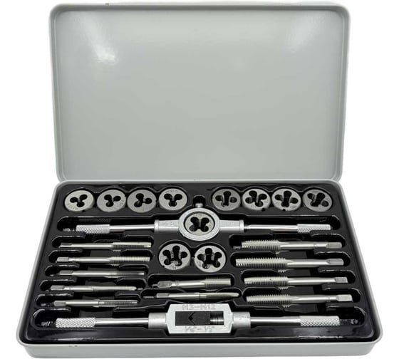 Изображение товара Набор метчиков и плашек TORNERI М5 - М12 (24 предмета) в металлическом кейсе Т023750