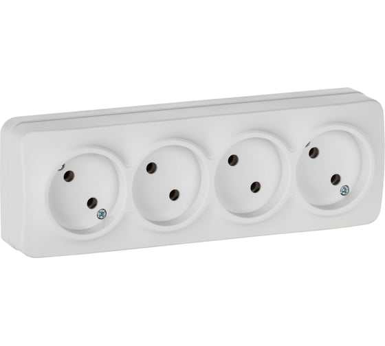 Изображение товара Розетка 4-я IEK GLORY без заземляющего контакта, без защитных шторок, открытой установки, 10А, РС24-2-ХБм, белый матовый ERH40-K01M-10