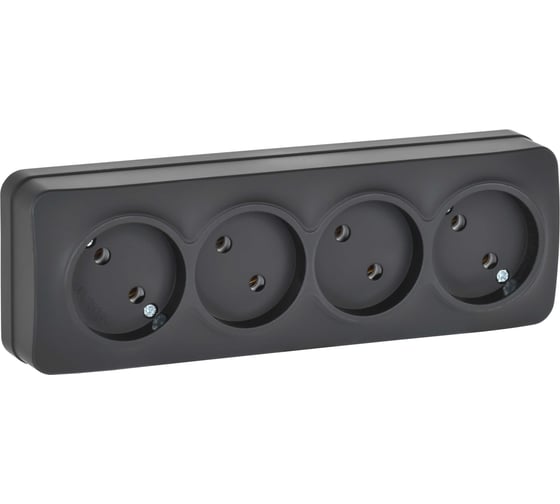 Изображение товара Розетка 4-я IEK GLORY без заземляющего контакта, без защитных шторок, открытой установки, 10А, РС24-2-ХЧм, черный матовый ERH40-K02M-10