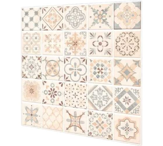 Изображение товара Декоративная панель ПВХ Центурион Пэчворк бежевый плитка 482x482, Б/К эксклюзив 89492