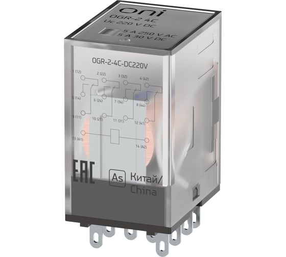 Изображение товара Реле общего назначения ONI OGR-2 4C 220В DC (20шт/упак) OGR-2-4C-DC220V