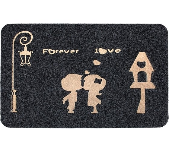 Изображение товара Влаговпитывающий коврик ComeForte ВЕЛЮР ЛЮБОВЬ НАВСЕГДА 50х80 см серый TCLR/W-302