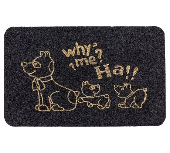 Изображение товара Влаговпитывающий коврик ComeForte ВЕЛЮР ПОЧЕМУ Я 50х80 см черный TCLR/W-903