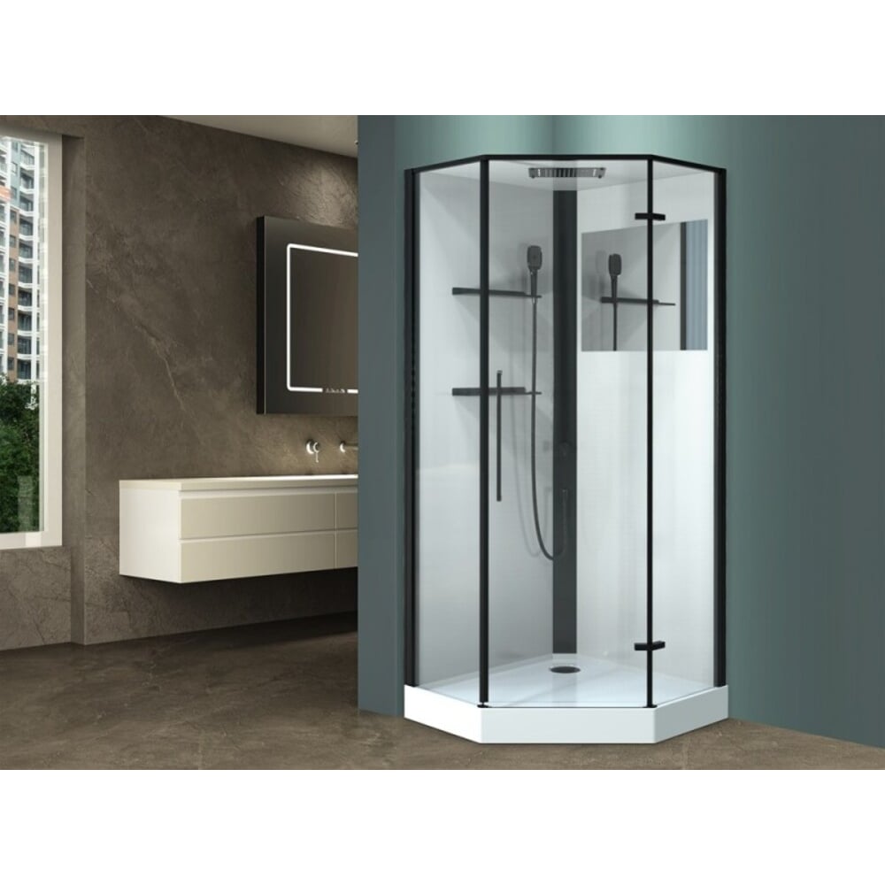 Изображение товара Душевая кабина ESBANO ESM-PENTA-90 правая с гидромассажем и стеклянными дверями