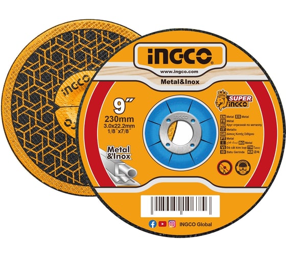 Изображение товара Круг отрезной Metal (230х3.2х22 мм; тип 27; A 30; RBF) INGCO MCD302301HA