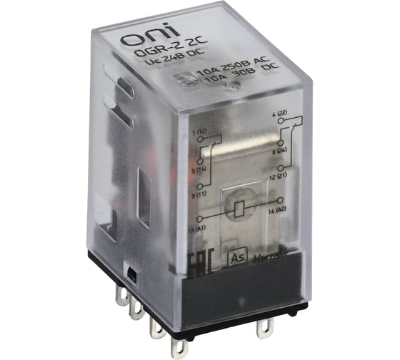 Изображение товара Реле общего назначения ONI OGR-2 2C 24В DC (20шт/упак) OGR-2-2C-DC24V
