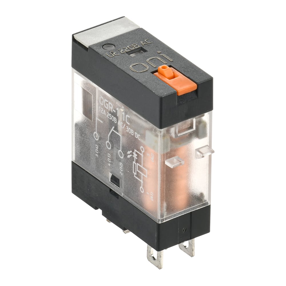 Изображение товара Реле общего назначения ONI OGR-1 1C 220В AC с LED и тест. кнопкой (20шт/упак) OGR-1-1C-AC220V-L-B