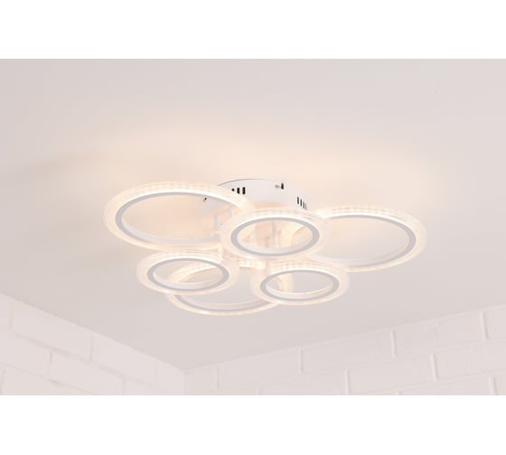 Изображение товара Потолочная светодиодная люстра Schaffner, LED, цвет белый. Люстра с пультом управления, мощность 108 Вт. Площадь освещения до 20 м2 Riso 3190-3+3