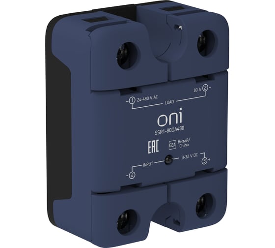 Изображение товара Реле твердотельное ONI SSR1 80А 3-32В DC 24-480В AC SSR1-80DA480