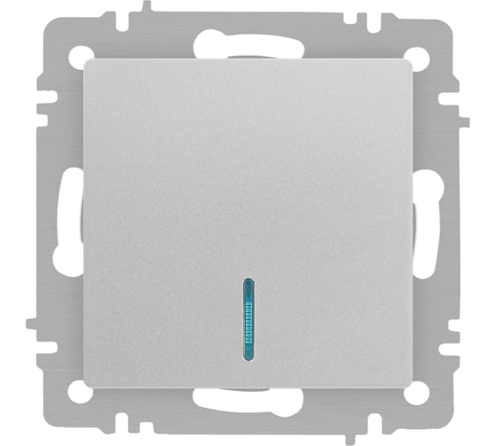 Изображение товара Выключатель Intro Accent 610203 с подсветкой, 10А250В, IP20, СУ, AL/CU, алюминий Б0063478