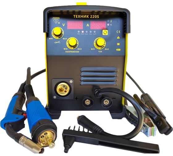 Изображение товара Полуавтомат ТД Техник П-220S ПРОФ, 200А 80%ПН ММА+СО2 цифр. табло, евро, горелка, масса ,кабель, электрододержатель 13
