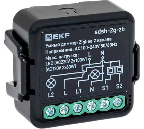 Изображение товара Умный диммер EKF в подрозетник 2-канальный Zigbee Connect Select sdsh-2g-zb