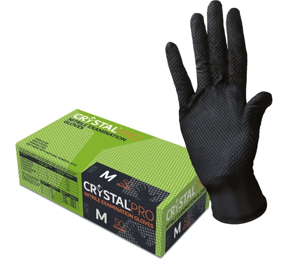 Изображение товара Перчатки нитриловые неопудренные CRYSTAL PRO 50 шт, размер M CT0000005416