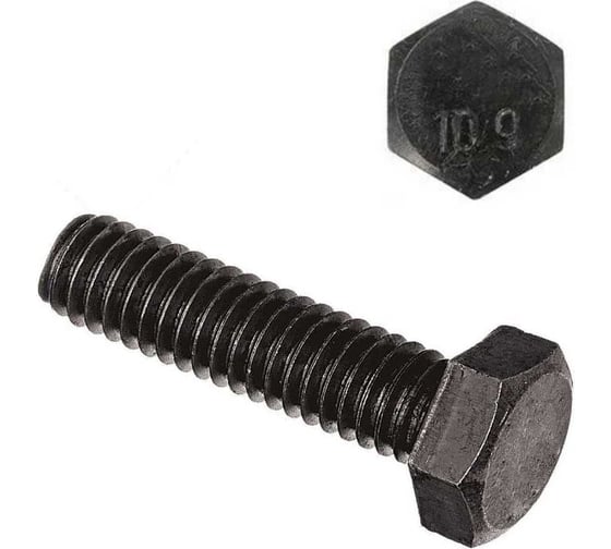 Изображение товара Болт высокопрочный 23 Болта чёрный 27x60 мм, к.п.10.9 DIN933 , 2 шт. б10927607798