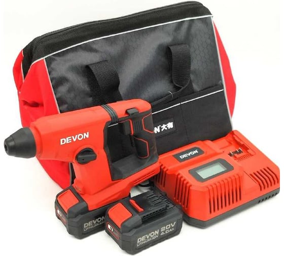 Изображение товара Аккумуляторный перфоратор DEVON 2 АКБ 4 Ач, ЗУ, сумка, 5403-Li-20-SET