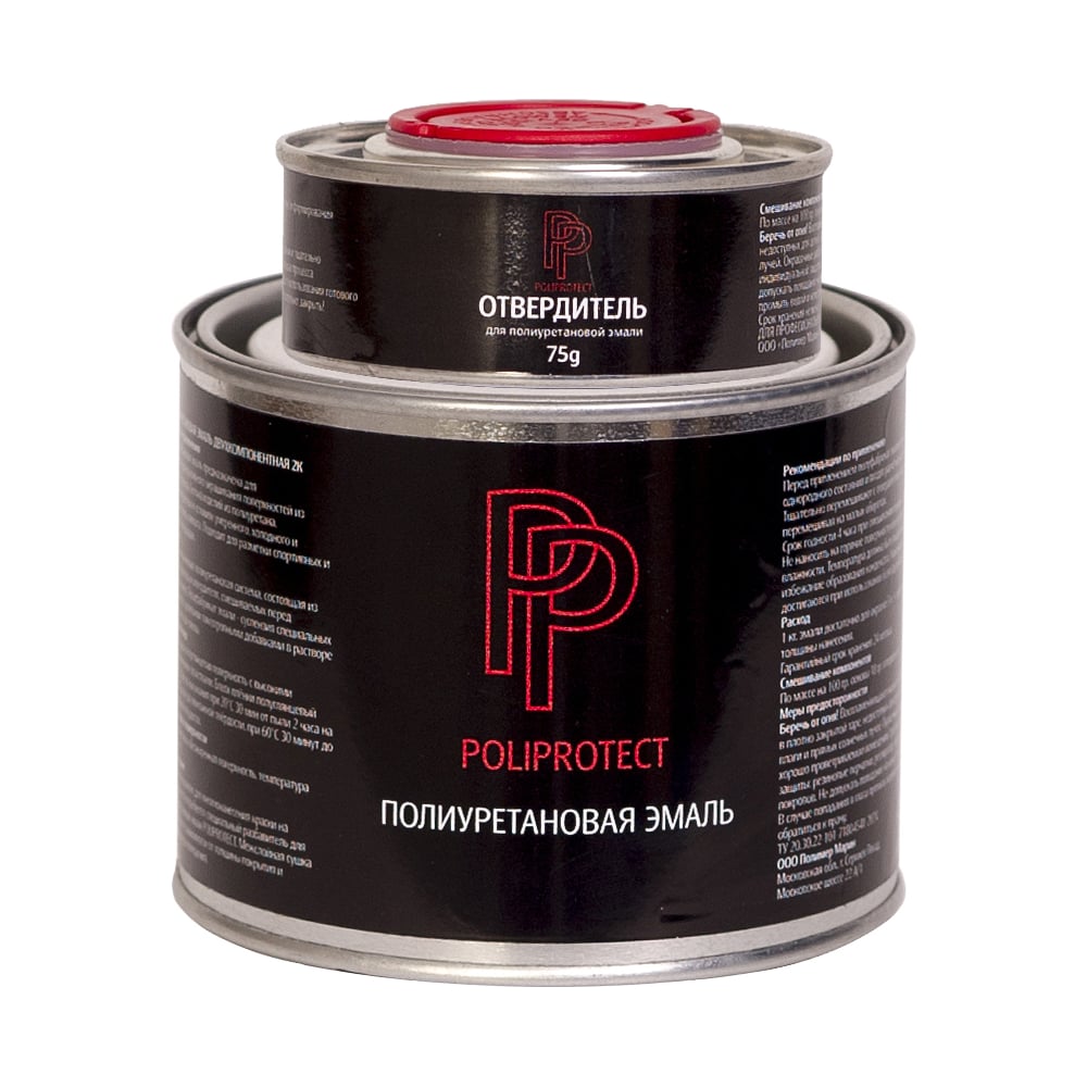 Изображение товара Эмаль полиуретановая POLIPROTECT 2К белая комплект 425 г + 75 г
