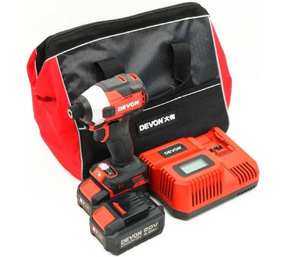 Изображение товара Аккумуляторный ударный винтоверт DEVON 2 АКБ 4 Ач, З/У, сумка, 5762-LI-20H-SET
