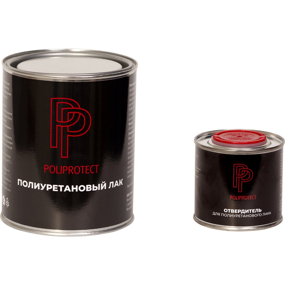 Изображение товара Полиуретановый глянцевый лак POLIPROTECT 2К 770 г + 230 г комплект для деревянных и металлических п
