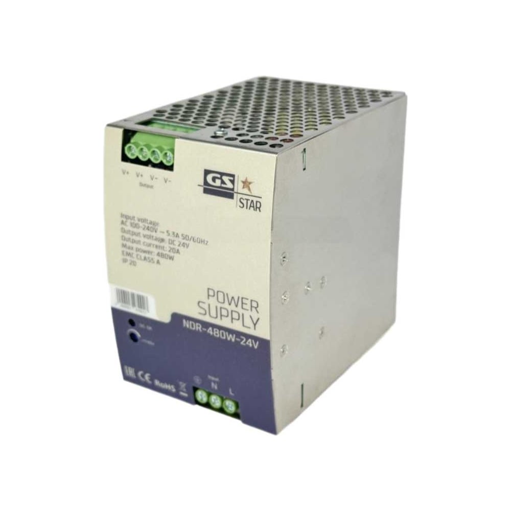 Изображение товара Блок питания на DIN-рейку 480 Вт 24 В GS Star NDR-480W-24V