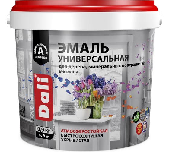 Изображение товара Эмаль акриловая универсальная DALI полуматовая слоновая кость RAL 1015 0,9 КГ 1/6 рогнеда 276627