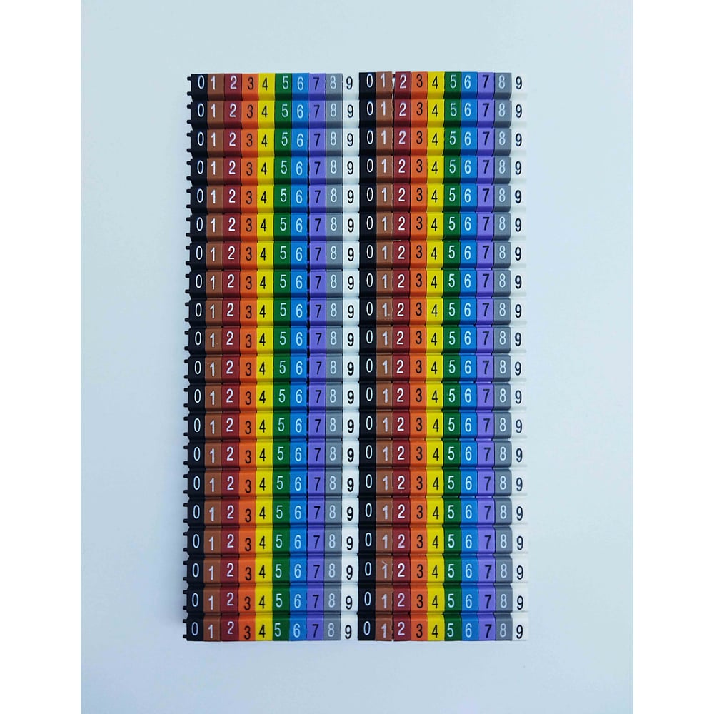 Изображение товара Маркировка кабеля ONKA KCG 2, разноцветные цифры 0-9, 400 шт