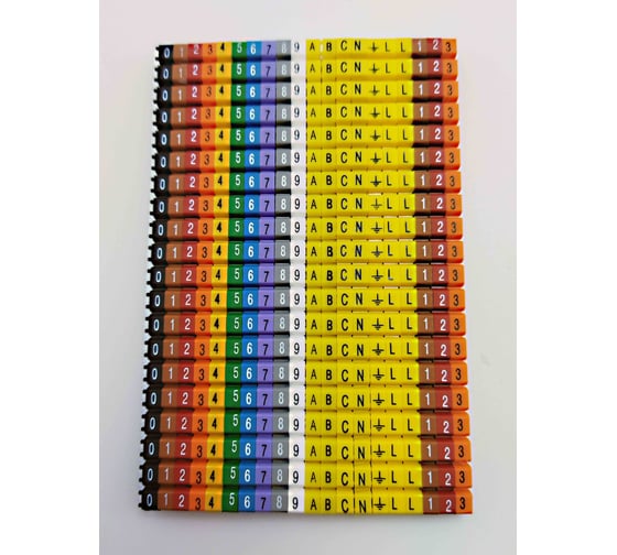 Изображение товара Маркировка кабеля ONKA KCG 1, 0,5…1,5 мм.кв., 0-9. A.B.C.N.PE.L.L.1.2.3, Упаковка 400 ед. 9991