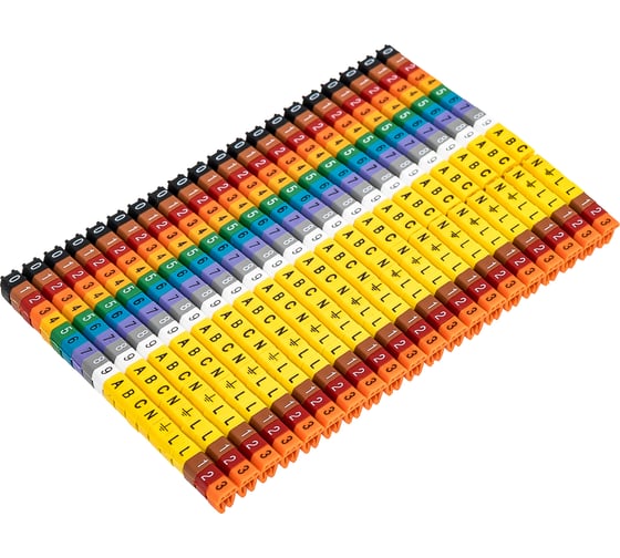 Изображение товара Маркировка кабеля ONKA KCG 1, 0,5…1,5 мм.кв., 0-9. A.B.C.N.PE.L.L.1.2.3, Упаковка 400 ед. 9991