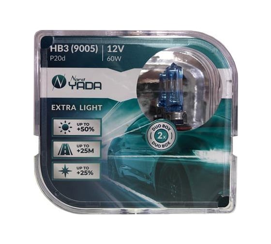 Изображение товара Лампа Nord-Yada HB3, 9005 12V 60W EXTRA LIGHT +50 % Plastic case - 2шт 907368