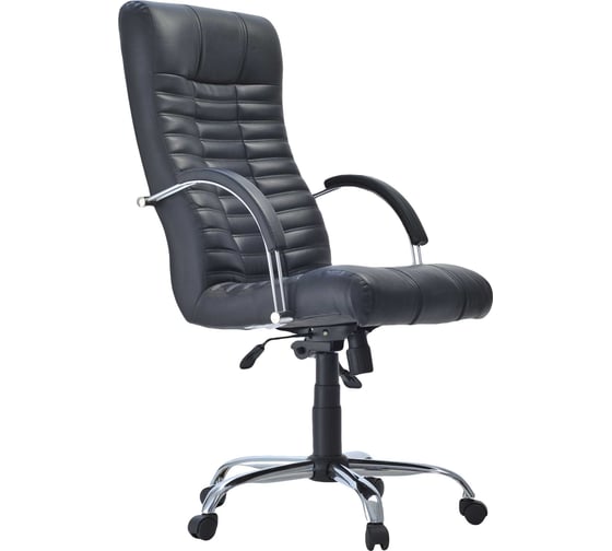 Изображение товара Кресло Фабрикант Атлант Кожа искусственная, ECO, №16Н черный, МТГ, кр. Альфа 700 CH, CH, ролик ст 4600811902836