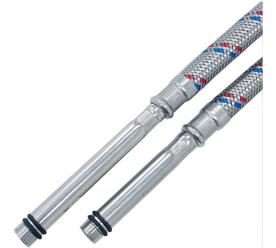 Изображение товара Подводка для смесителя СТМ удлиненный штуцер сталь 1/2xM10x120 см (пара) CWFHL120