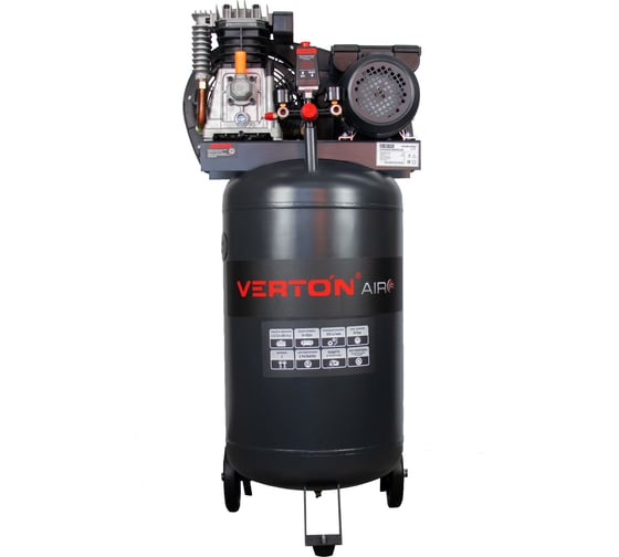 Изображение товара Компрессор ременной Verton Air AC-100/510V 230/50 В/Гц,масл.рем.510л/м,100л,10б,2,5кВт,2800об/мин,италь.тип,рапид.асинх. однофаз.вертикальный 01.14017.21033