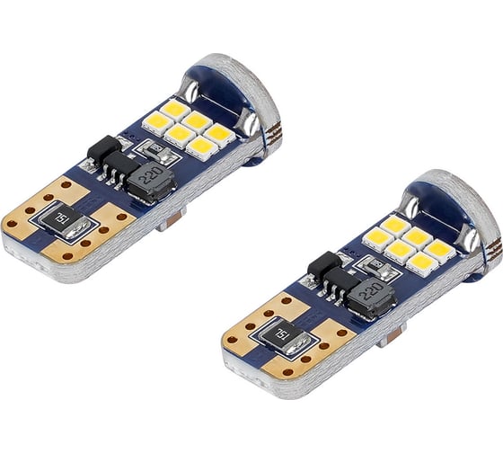 Изображение товара Лампa автомобильная светодиодная Airline T10 (W5W), 12/24В, 18LED, Белая, обманка CANBUS, биполярная, PRO (10 шт.) AEAR324