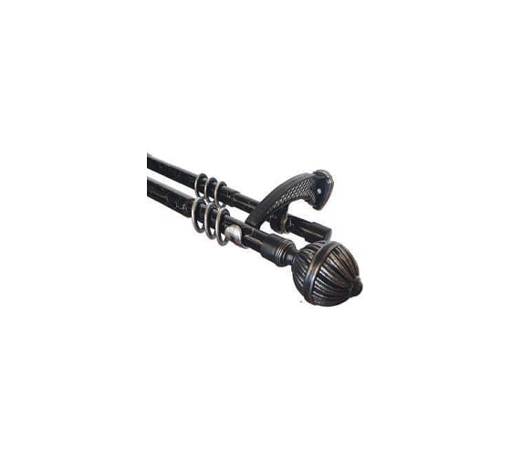 Изображение товара Телескопический круглый карниз Волшебная палочка двухрядный металл, 1.5 м - 3.0 м, черный УТ000071363