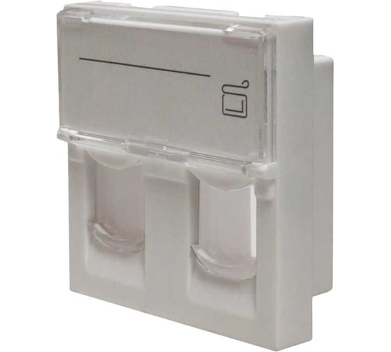 Изображение товара Лицевая панель SUPRLAN 2 порта, 45x45, Keystone, шторки, откидное маркировочное окно 10-0302