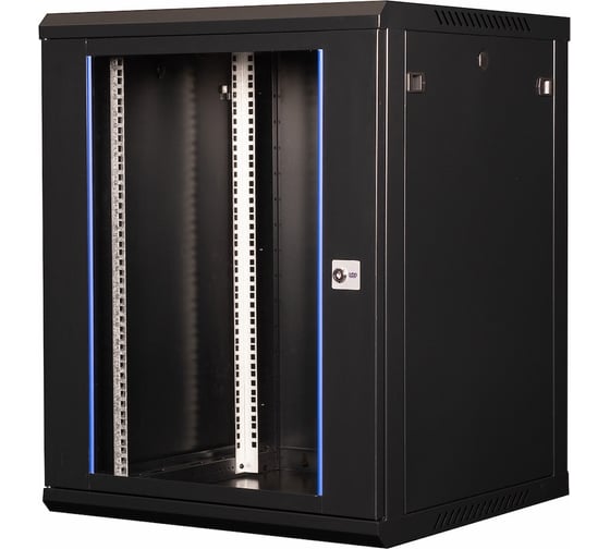 Изображение товара Шкаф 19 телекоммуникационный настенный DATAREX 15U 769x600x600 мм, дверь стекло, черный DR-634101