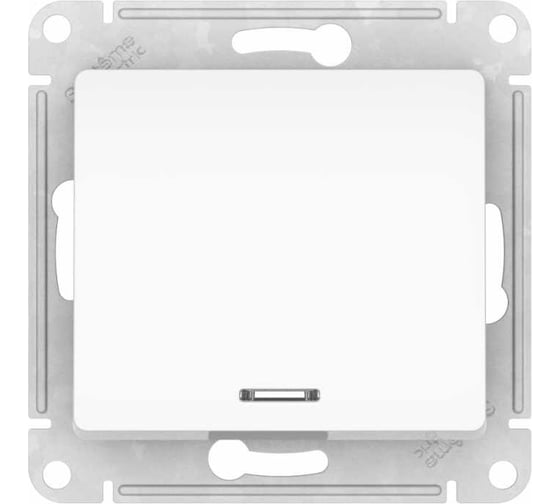 Изображение товара Выключатель 1-клавишный Systeme Electric GLOSSA с подсветкой, сх.1а, 10АХ, мех., быстрозажим. клем., белый GSL000113S