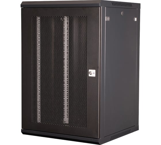 Изображение товара Шкаф 19 телекоммуникационный настенный DATAREX 18U 901x600x600 мм, дверь перфорация, черный DR-655101