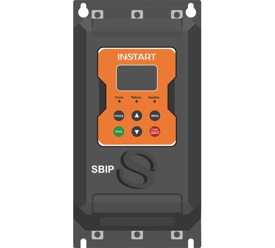 Изображение товара Устройство плавного пуска INSTART 132квт|264A| (SBIP-132/264-04), 3 ~ 342-440В, IP00, Modbus RTU, сьемная панель, рускоязычное меню, встроенный обводной контактор 00048000