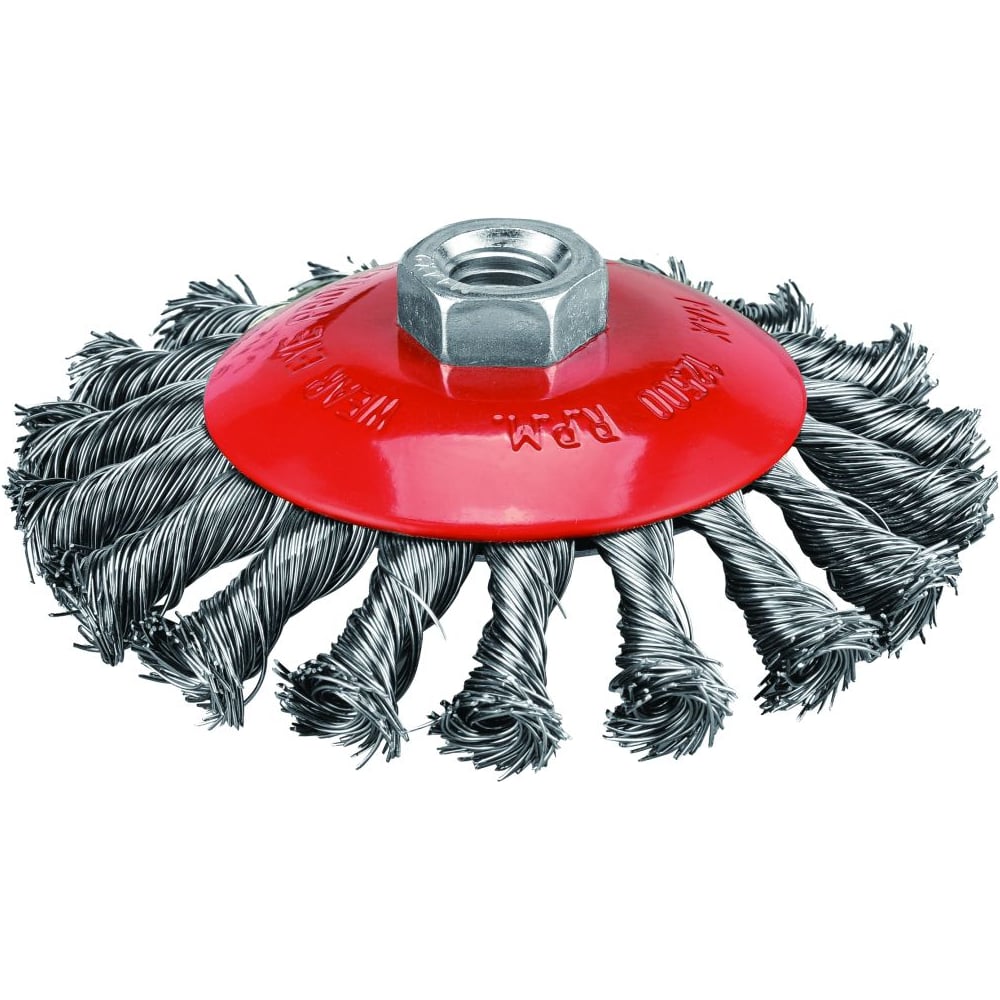 Изображение товара Кордщетка коническая P.I.T. 125x0.5мм, стальная крученая проволока, резьба M14 APLS12-Q125