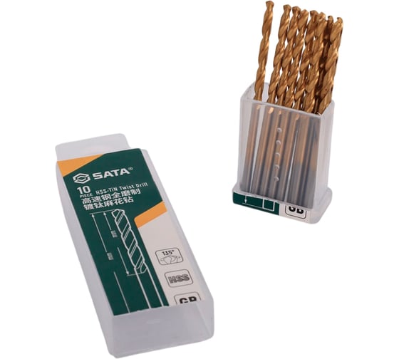 Изображение товара Сверло из быстрорежущей стали с титановым напылением SATA 4.8 мм, 10 шт 52148A