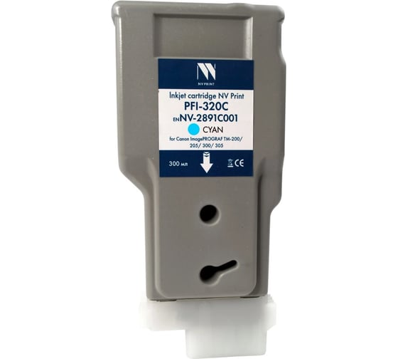 Изображение товара Струйный картридж NV Print PFI-320C Cyan для Canon ImagePROGRAF TM-200/205/300/305 300 мл совместимый NV-2891C001