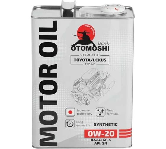 Изображение товара Моторное масло Otomoshi for TOYOTA/LEXUS SN+ 0W-20 ж/б 4л MF210082