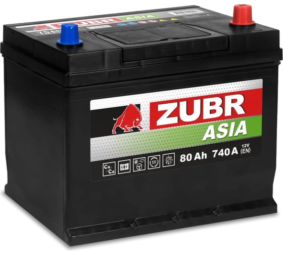 Изображение товара Аккумуляторная батарея Premium Asia 80Ah R+ (нижний борт) ZUBR ZPA800