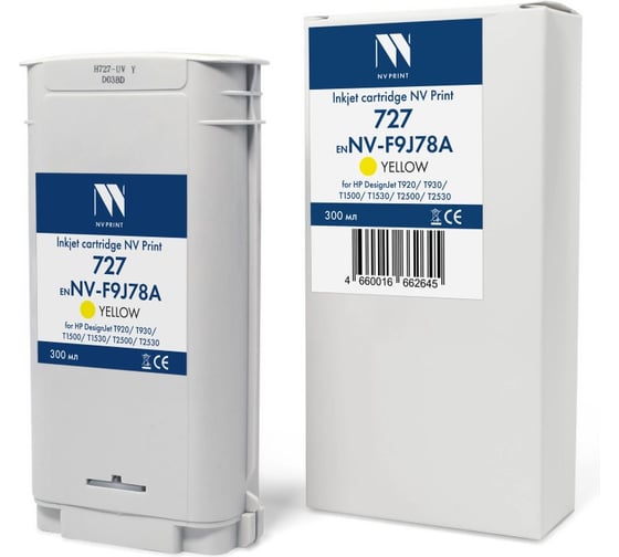 Изображение товара Струйный картридж NV Print 727 Yellow для HP DesignJet T920/T930/T1500/T1530/T2500/T2530 300 мл совместимый NV-F9J78A