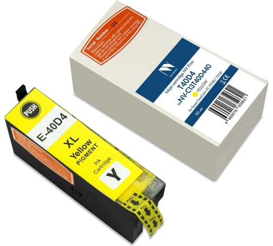 Изображение товара Струйный картридж NV Print T40D4 Yellow для Epson SureColor SC-T5100/T3100 50 мл совместимый NV-C13T40D440