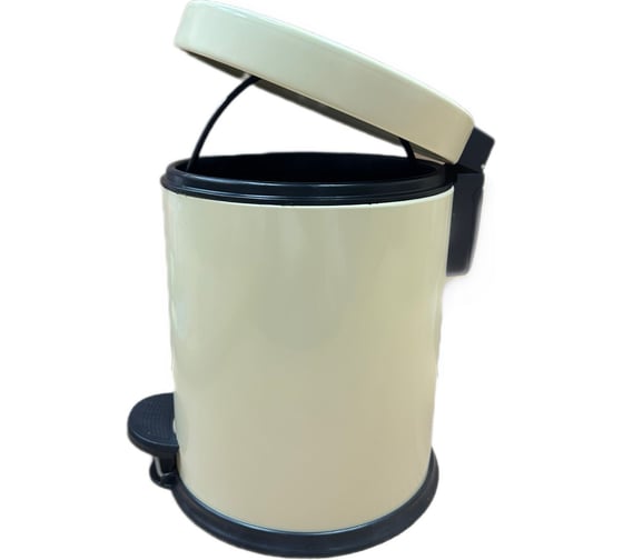 Изображение товара Урна PRIMANOVA стальная с педалью 5л, Крем, высота 27 см, диаметр 20,5 см D-20790