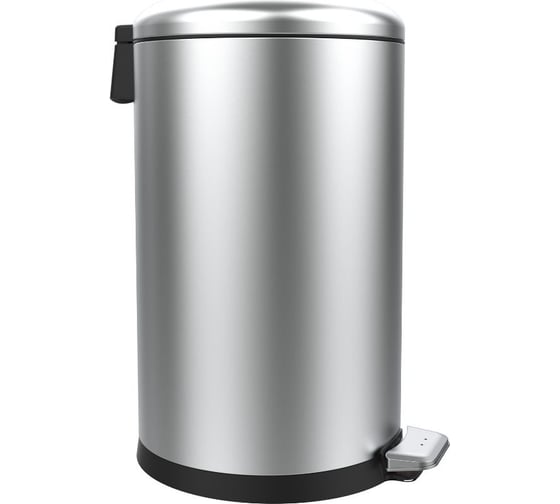 Изображение товара Урна PRIMANOVA с педалью и округлой крышкой 30 л, хром/чёрный, нержавеющая сталь, размер: 31,5x31,5x56 см M-E90-30-06