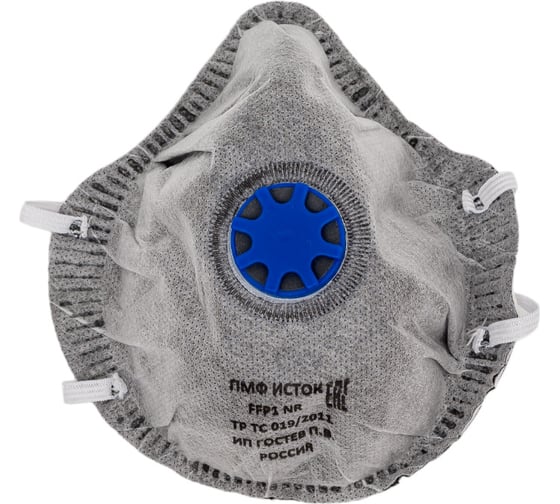 Изображение товара Полумаска фильтрующая формованная с клапаном, угольным слоем ИСТОК FFP1 1ФКУ ИУ 10029