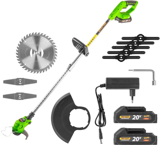 Изображение товара Триммер аккумуляторный Procraft 20В 150 мм 2 АКБ 1, 5 Ач+ЗУ+2х нож+5х нож+диск PTA24